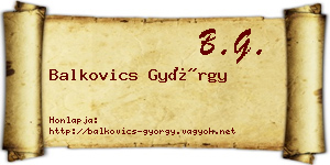 Balkovics György névjegykártya